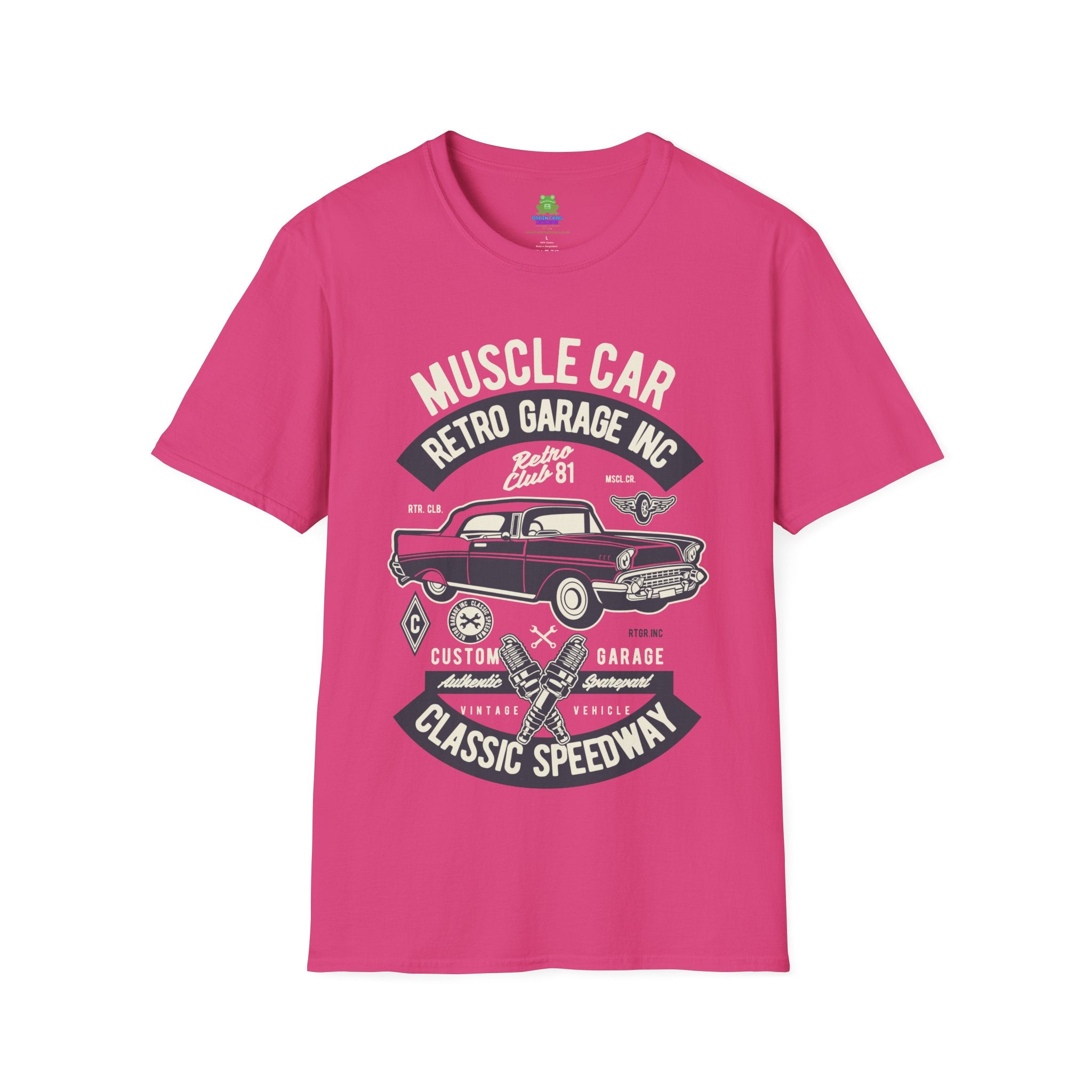 Retro Garage Muscle Car T-Shirt - Classic Speedway Vintage Auto Tee -100% Cotton