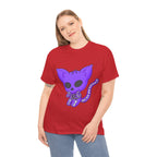 Purple Skeleton Cat Graphic Tee - Cute Creepy Kitty Shirt - 100% Cotton