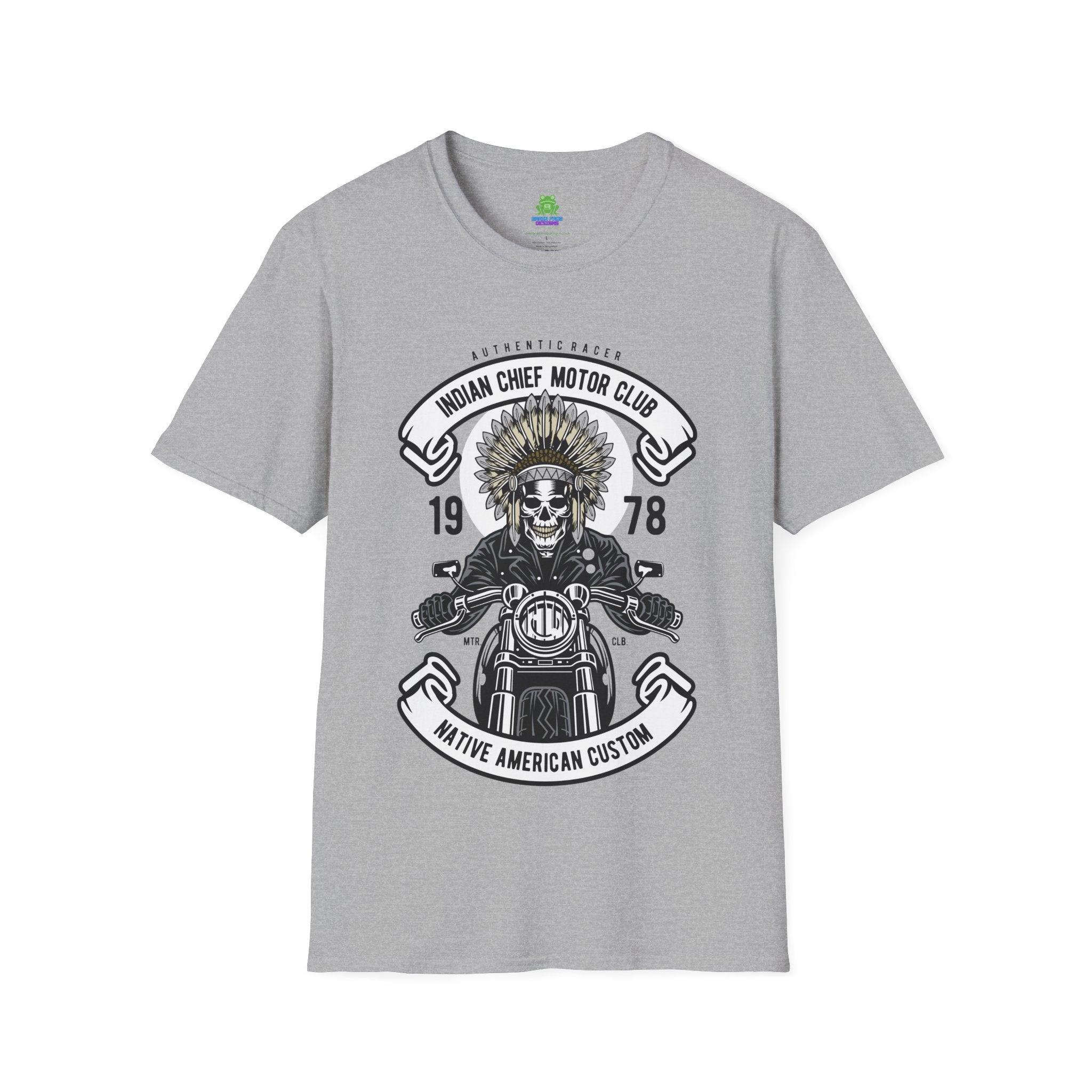 Motorcycle Club T-Shirt - 'Indian Chief Motor Club' Vintage Skull Rider Tee - 100% Cotton
