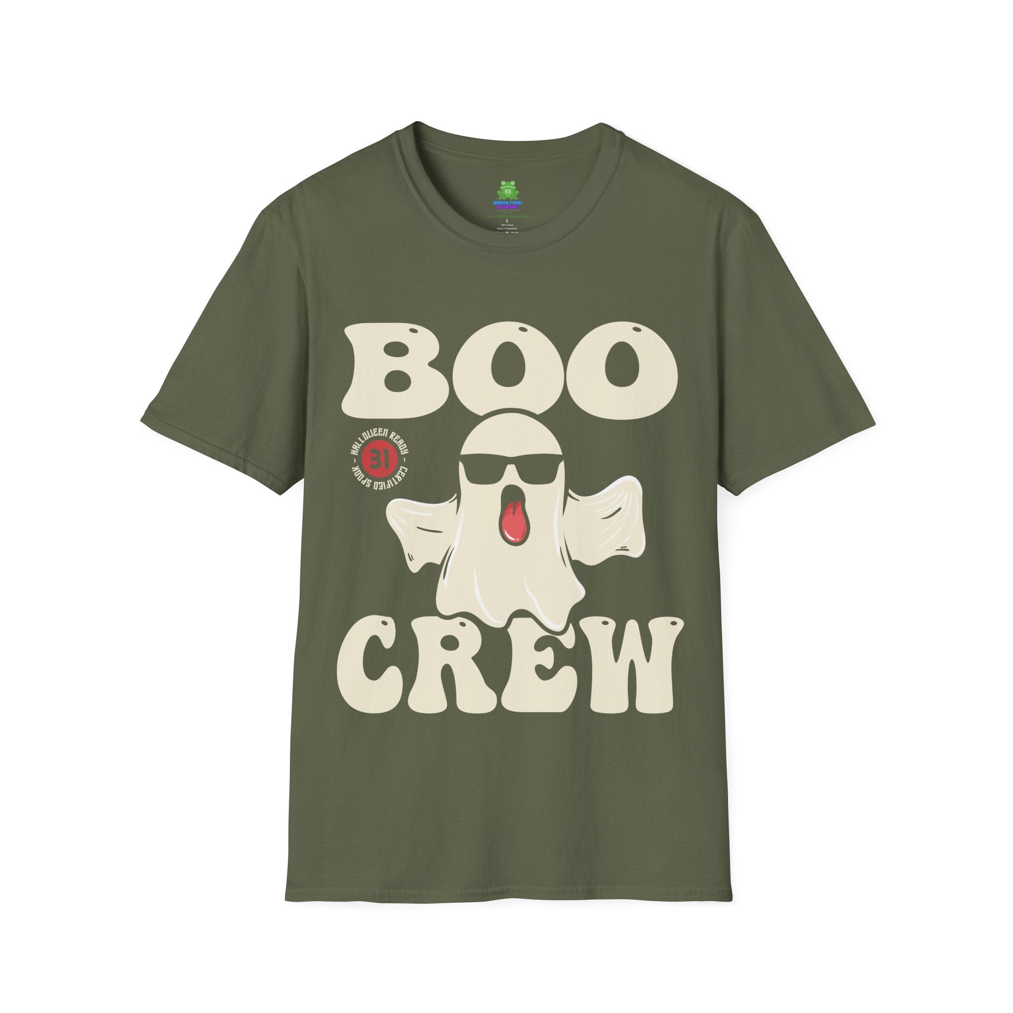 Boo Crew Halloween T-Shirt - Cool Ghost Graphic Tee - 100% Cotton / Cotton Blend