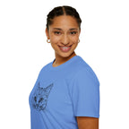 Geometric Cat T-Shirt - Minimal Line Art Cat Face Tee - 100% Cotton