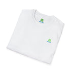 Brain Frog Design Signature T-Shirt - Small Green Brain Frog Logo Tee (Front Chest & Sleeve) - 100% Cotton / Cotton Blend
