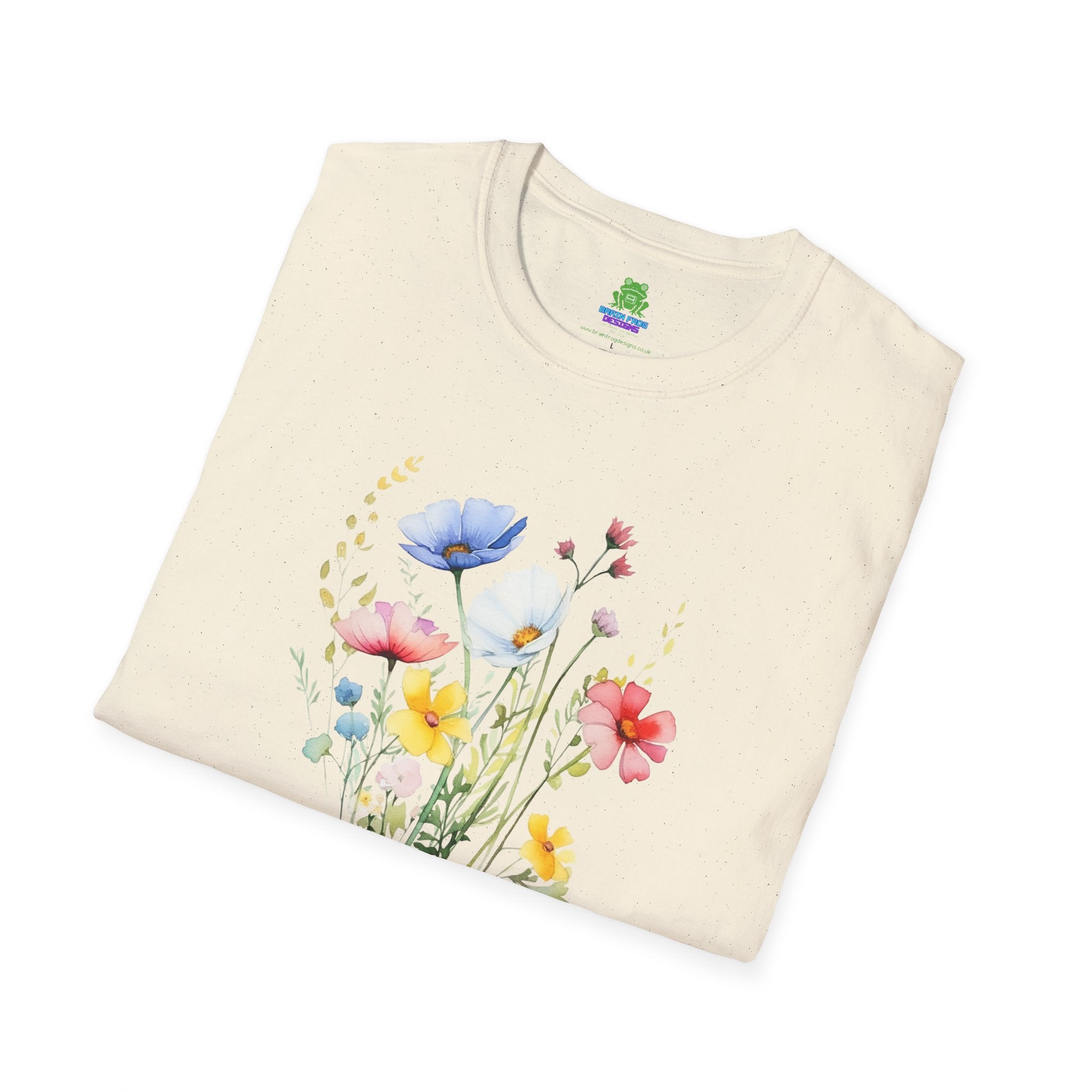 Floral Wildflower Bouquet T-Shirt - Pastel Garden Graphic Tee - 100% Cotton