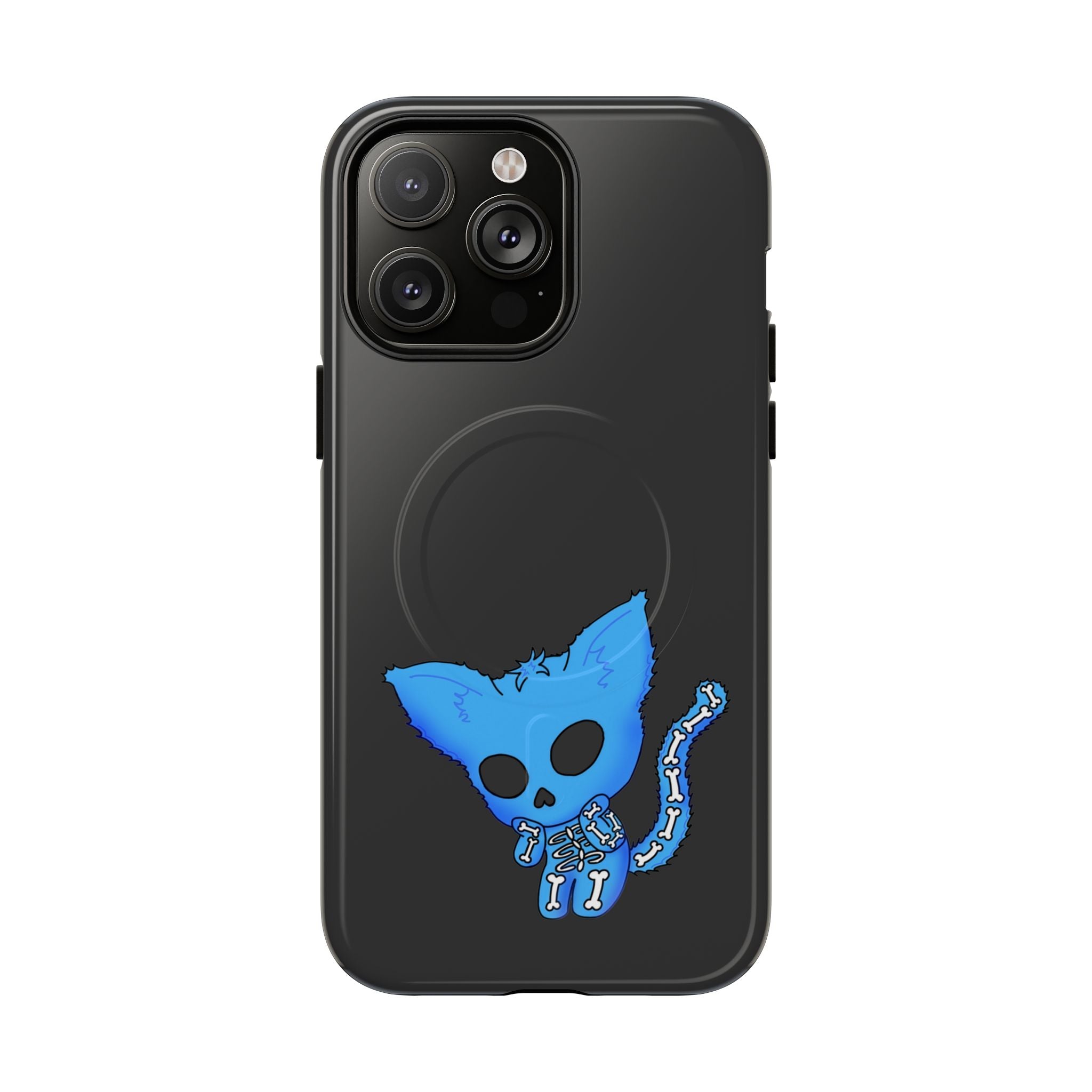 Blue Skeleton Cat Tough Magnetic Phone Case | Unique Design to Brain Frog