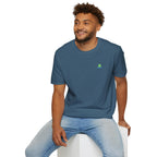 Brain Frog Design Signature T-Shirt - Small Green Brain Frog Logo Tee (Front Chest & Sleeve) - 100% Cotton / Cotton Blend