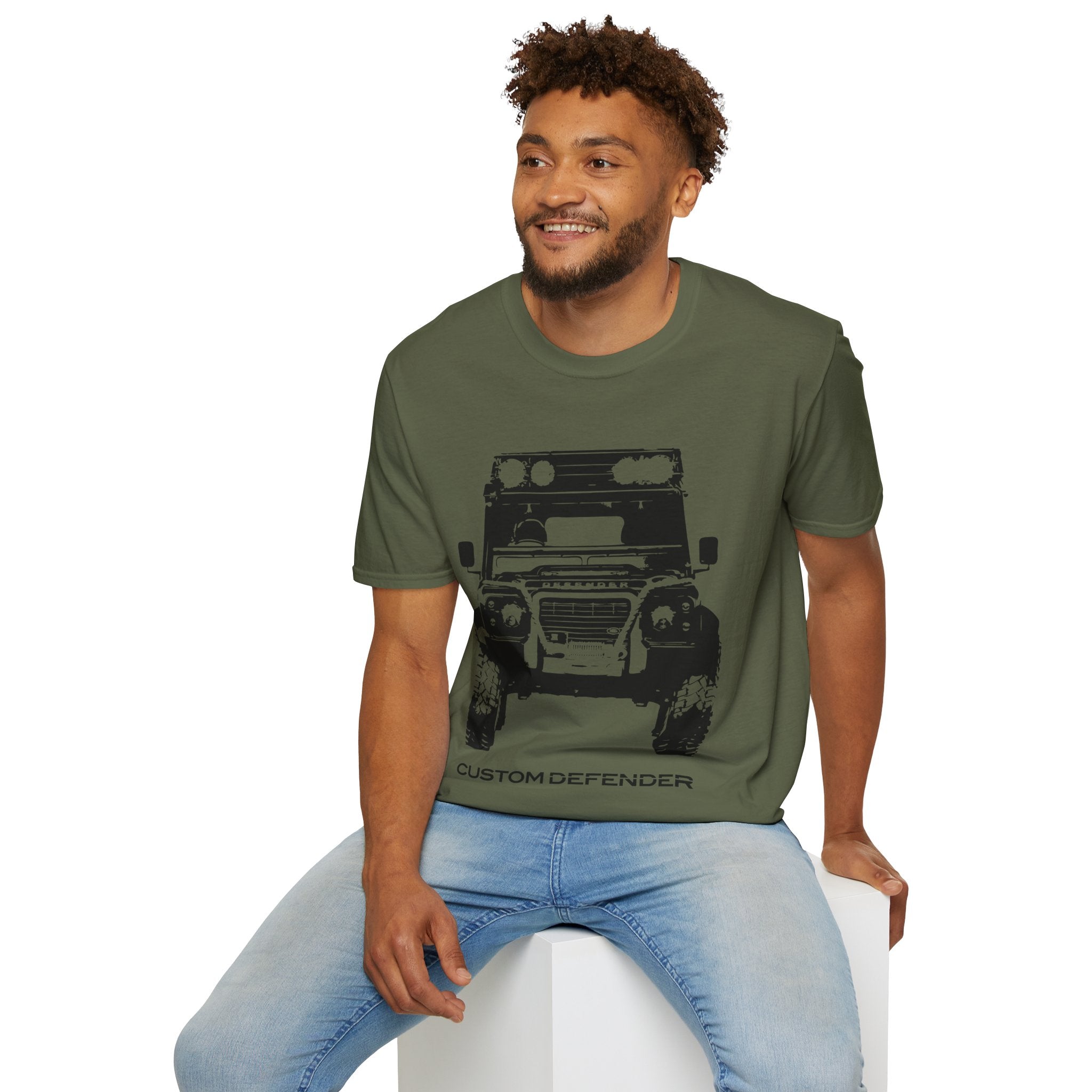 Defender Off-Road Shirt - "Custom Defender" Graphic 4x4 Adventure Tee - 100% Cotton / Cotton Blend
