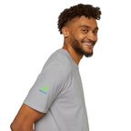 Brain Frog Design Signature T-Shirt - Small Green Brain Frog Logo Tee (Front Chest & Sleeve) - 100% Cotton