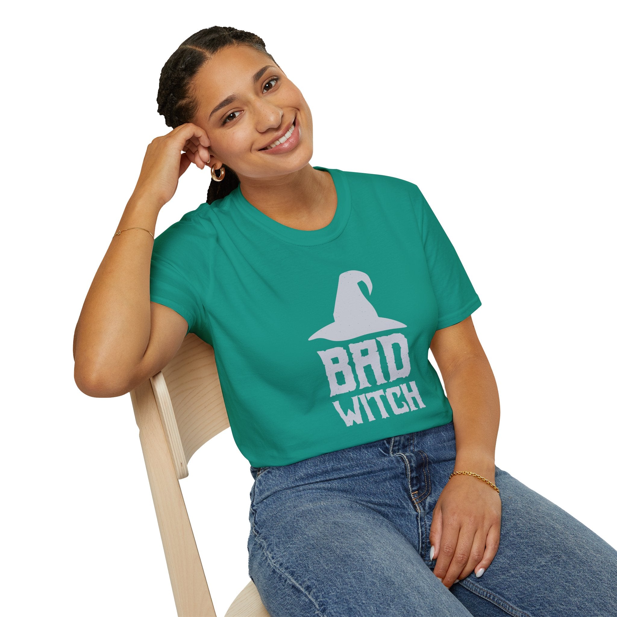 Bad Witch T-Shirt - Witch Hat Graphic Halloween Tee - 100% Cotton / Cotton Blend
