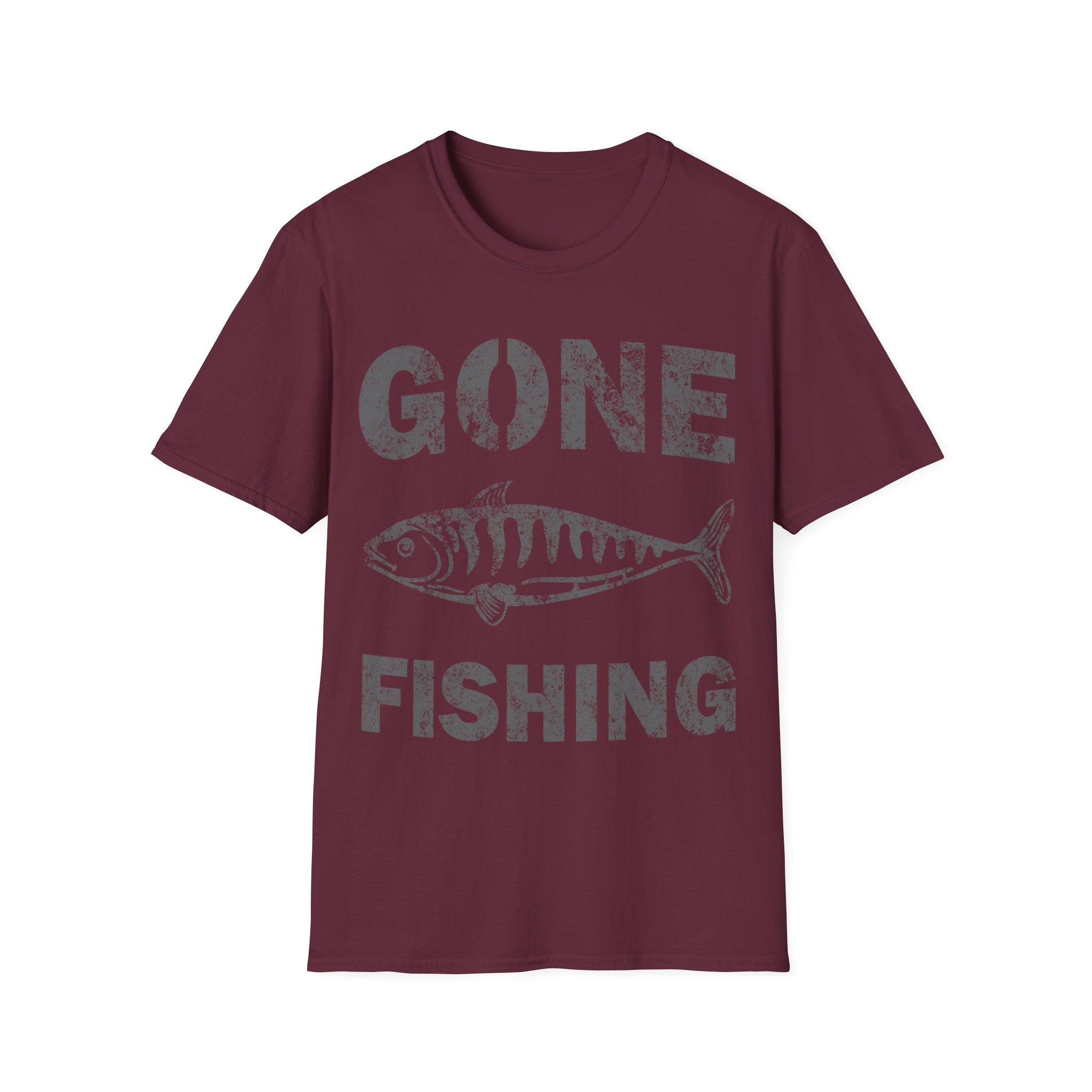 Gone Fishing T-Shirt — Distressed Vintage Fish Graphic, Fishing Gift for Anglers - 100% Cotton / Cotton Blend