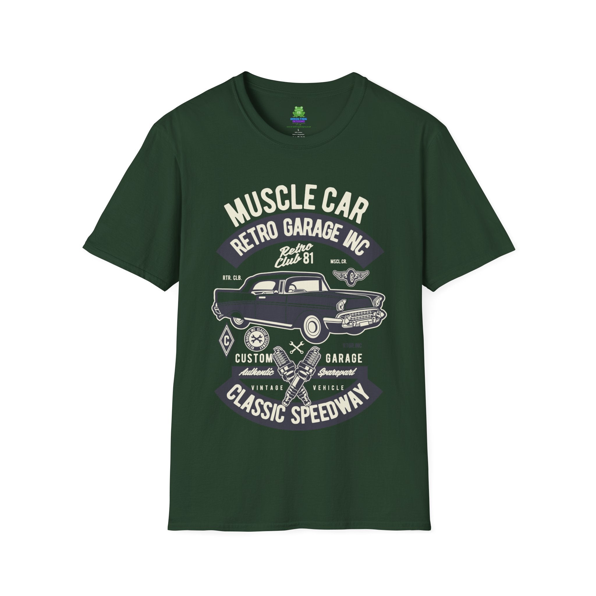 Retro Garage Muscle Car T-Shirt - Classic Speedway Vintage Auto Tee -100% Cotton