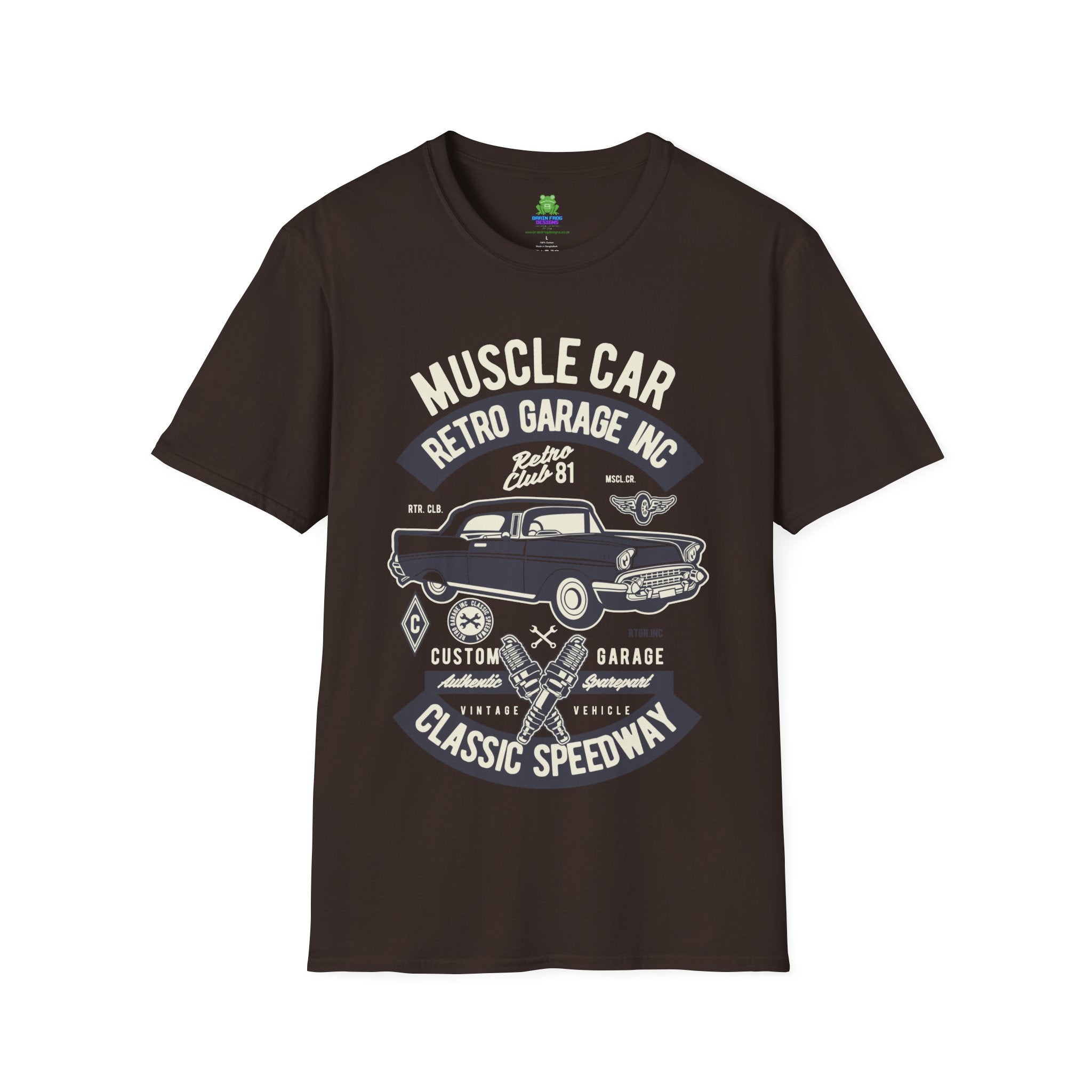 Retro Garage Muscle Car T-Shirt - Classic Speedway Vintage Auto Tee -100% Cotton