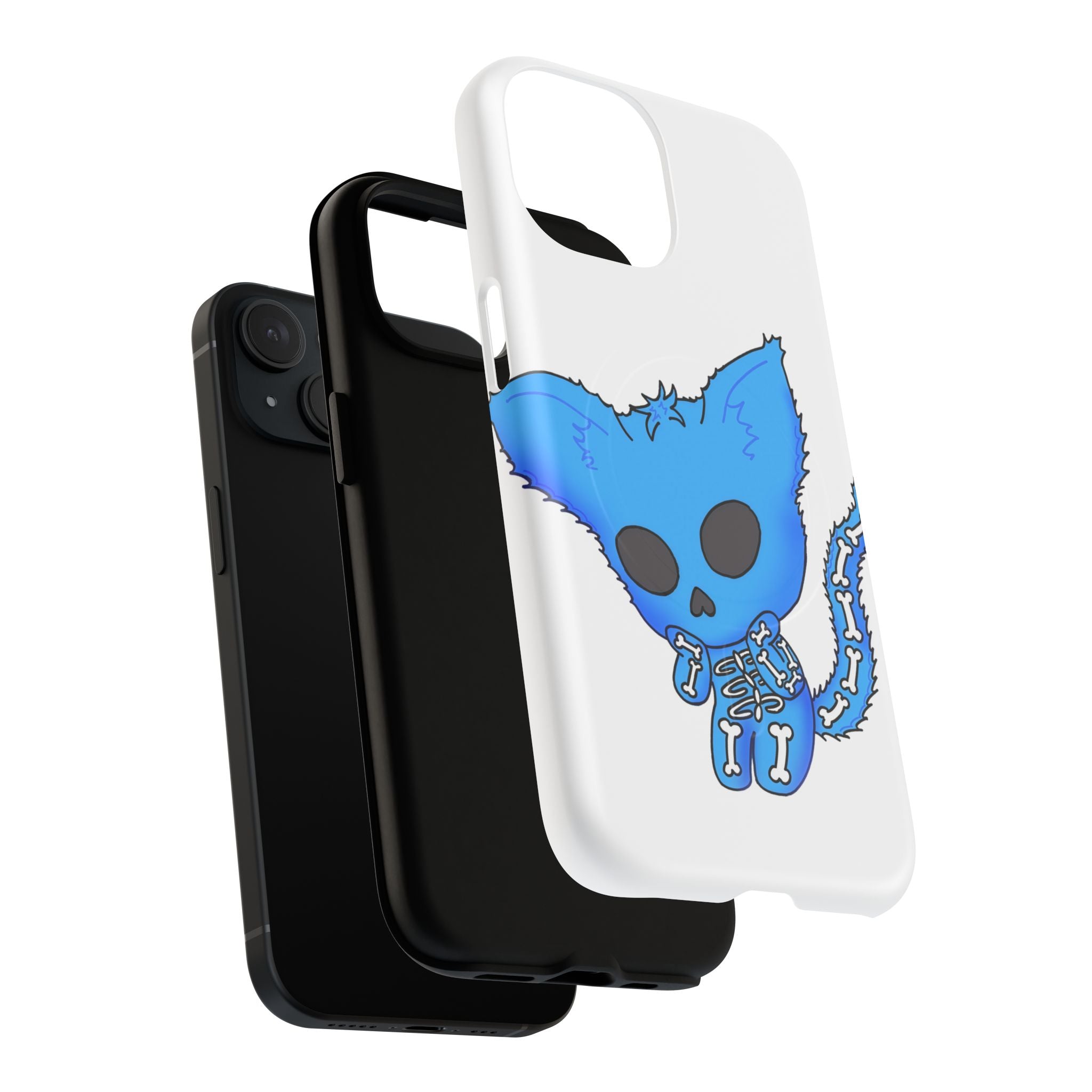 Blue Skeleton Cat Tough Magnetic Phone Case | Design by Jessica B