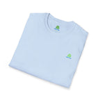 Brain Frog Design Signature T-Shirt - Small Green Brain Frog Logo Tee (Front Chest & Sleeve) - 100% Cotton
