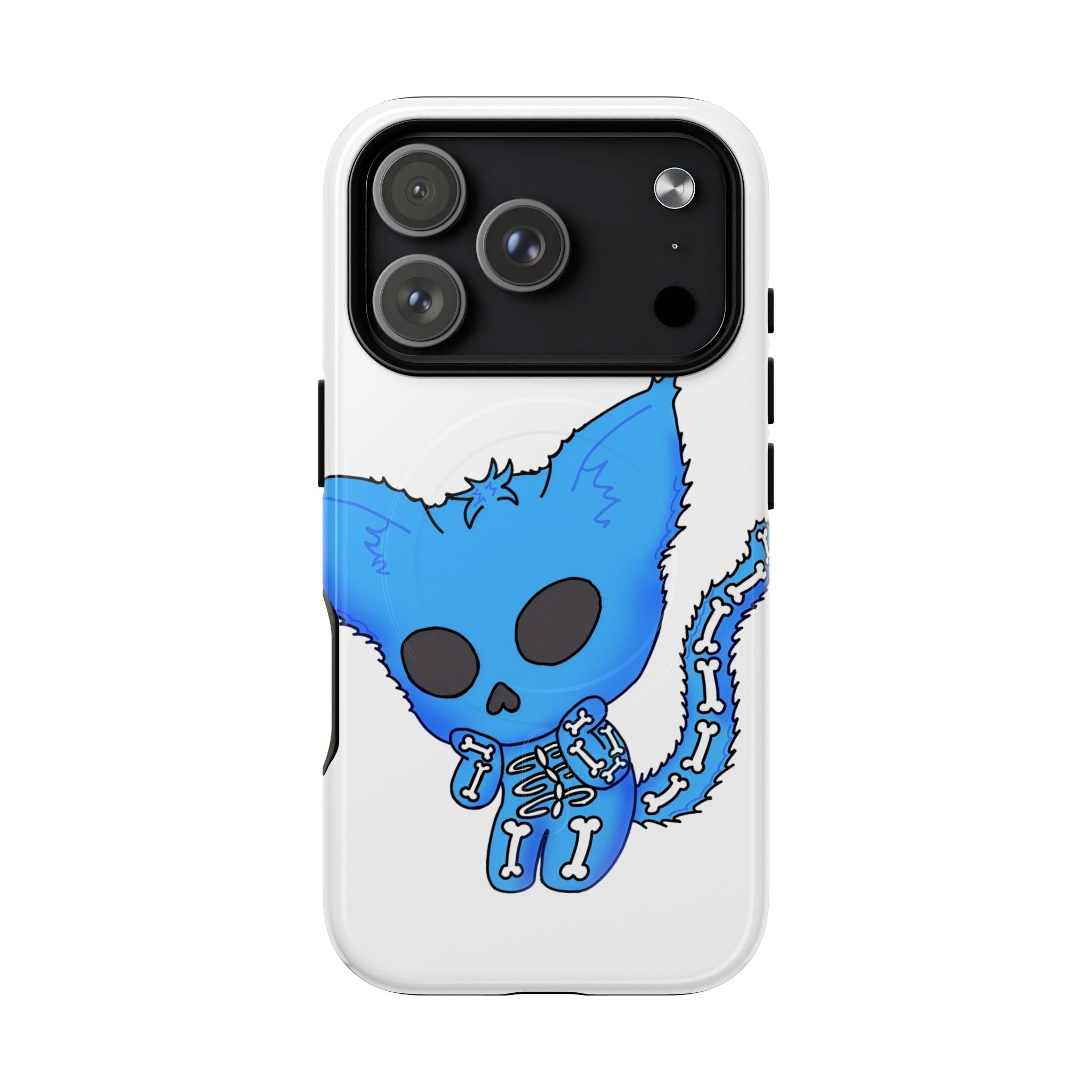 Blue Skeleton Cat Tough Magnetic Phone Case | Design by Jessica B