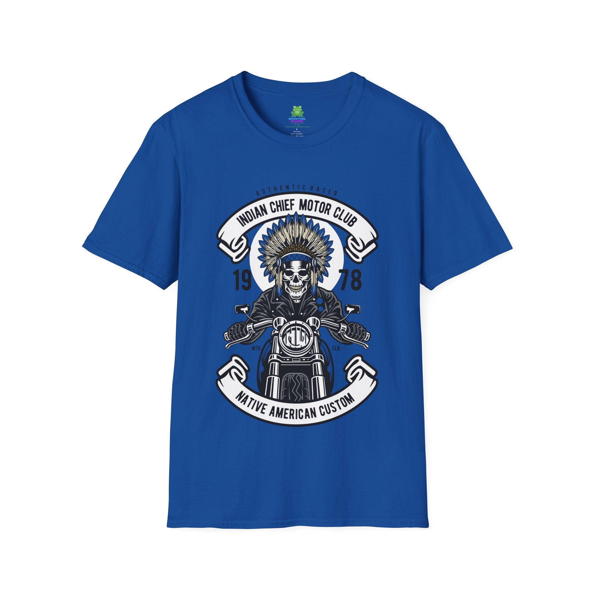 Motorcycle Club T-Shirt - 'Indian Chief Motor Club' Vintage Skull Rider Tee - 100% Cotton