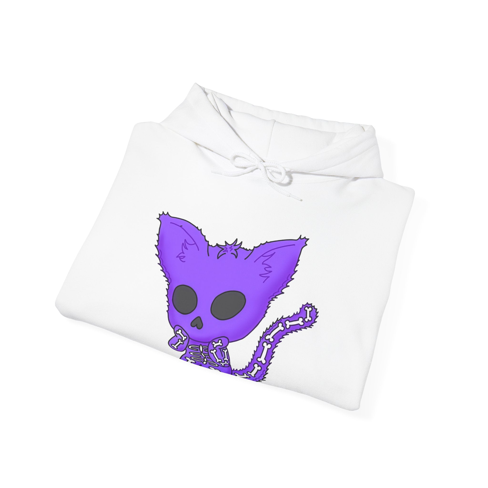 Purple Skeleton Cat Hoodie – Cute Spooky Graphic Sweatshirt