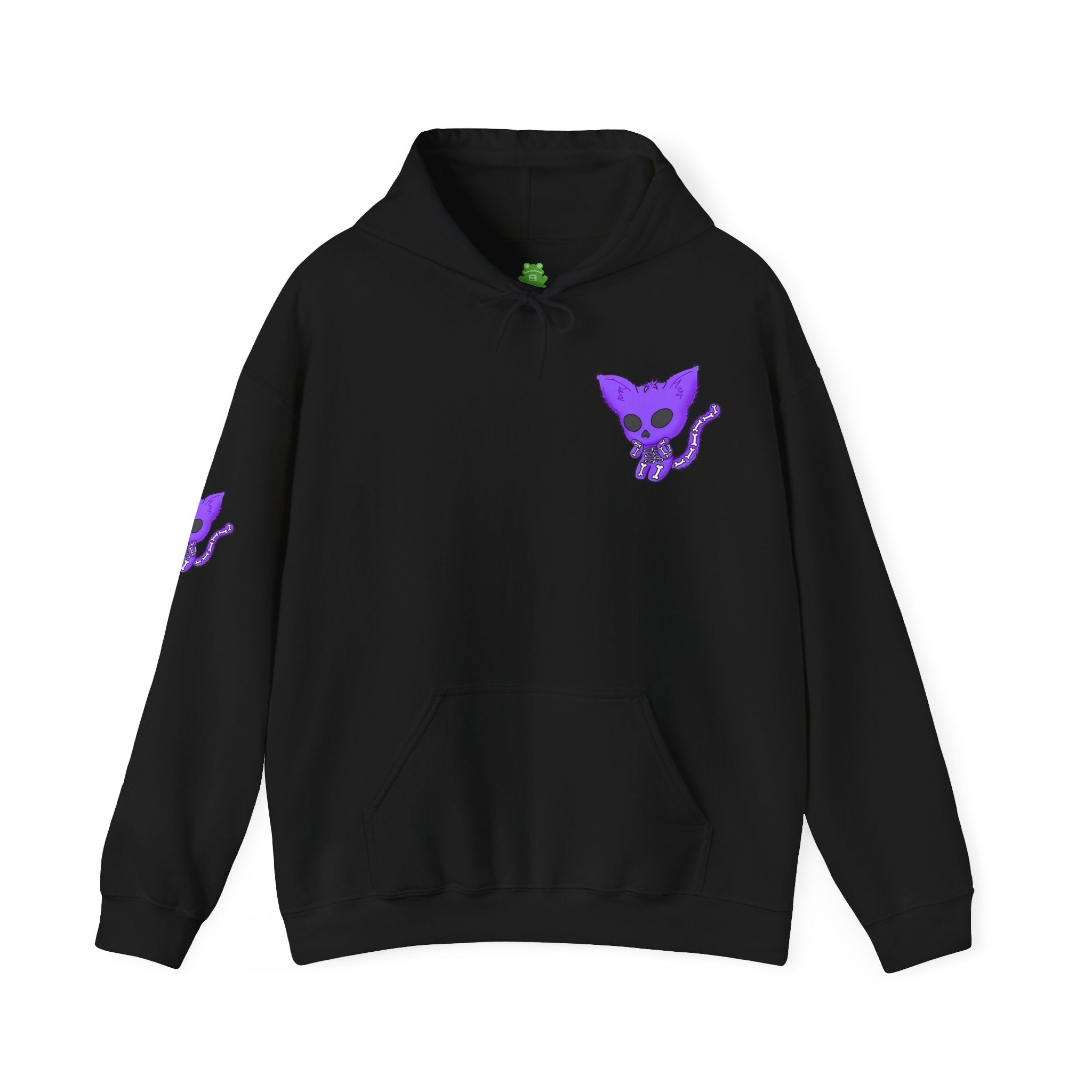 Purple Skeleton Cat Hoodie – Cute Spooky Graphic Sweatshirt - Unique Brand Design