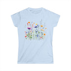 Floral Watercolor Meadow Tee - Women's Wildflower Garden Shirt - 100% Cotton
