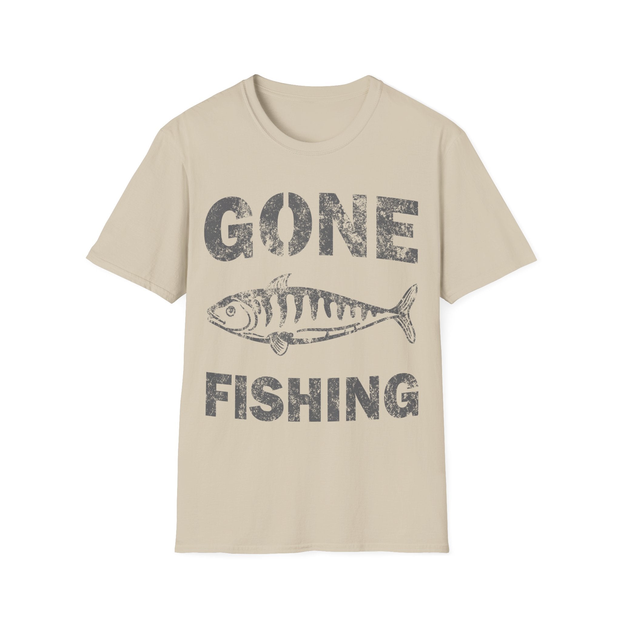 Gone Fishing T-Shirt — Distressed Vintage Fish Graphic, Fishing Gift for Anglers - 100% Cotton / Cotton Blend