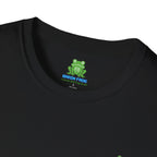 Brain Frog Design Signature T-Shirt - Small Green Brain Frog Logo Tee (Front Chest & Sleeve) - 100% Cotton / Cotton Blend