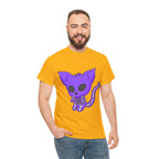 Purple Skeleton Cat Graphic Tee - Cute Creepy Kitty Shirt - 100% Cotton