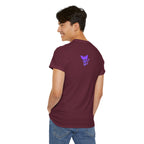 Purple Skeleton Cat Graphic Tee - Cute Creepy Kitty Shirt - 100% Cotton