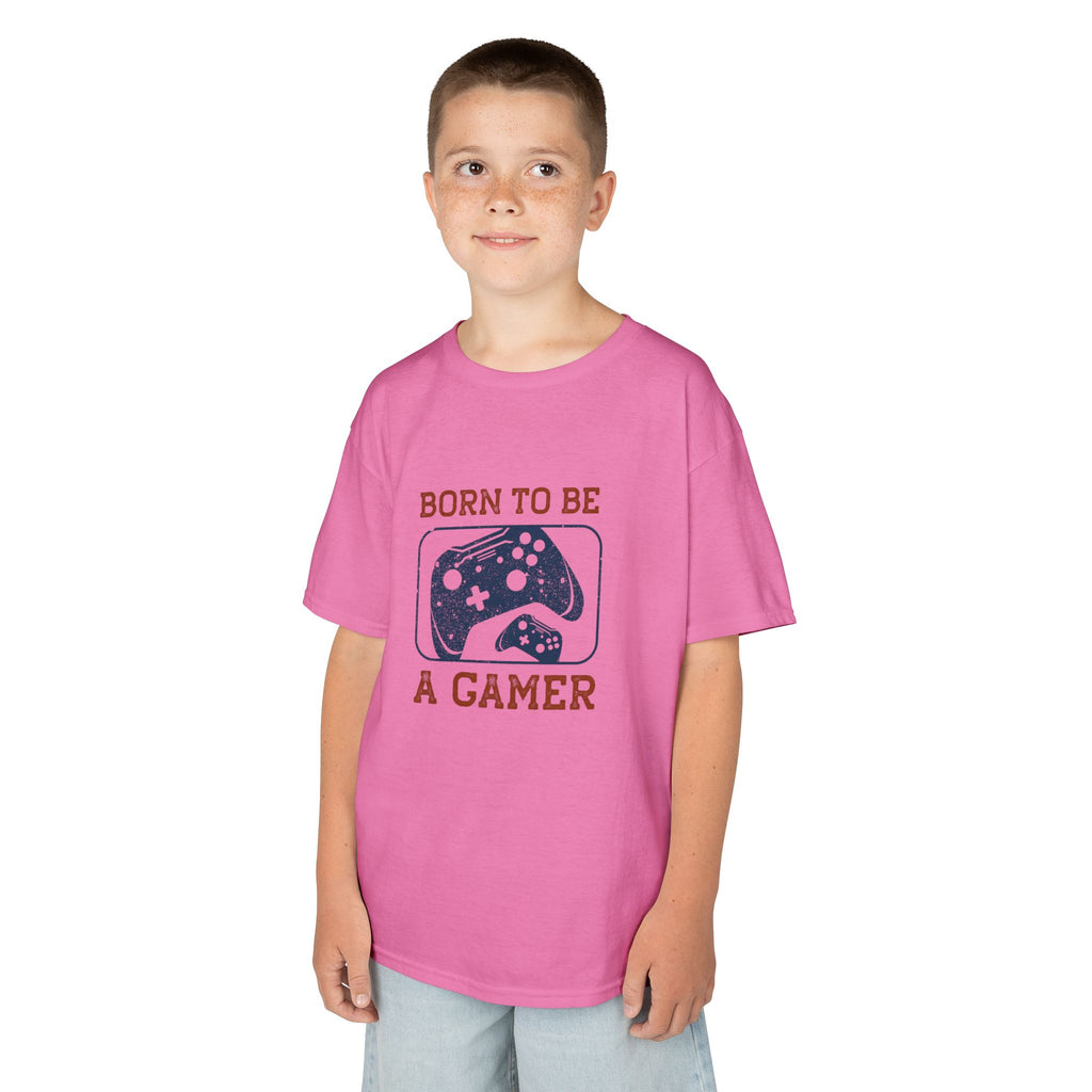 Kids Tee - "Born to Be a Gamer" Retro Game Controller Shirt - 100% Cotton / Cotton Blend