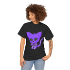 Purple Skeleton Cat Graphic Tee - Cute Creepy Kitty Shirt - 100% Cotton