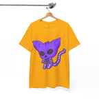 Purple Skeleton Cat Graphic Tee - Cute Creepy Kitty Shirt - 100% Cotton