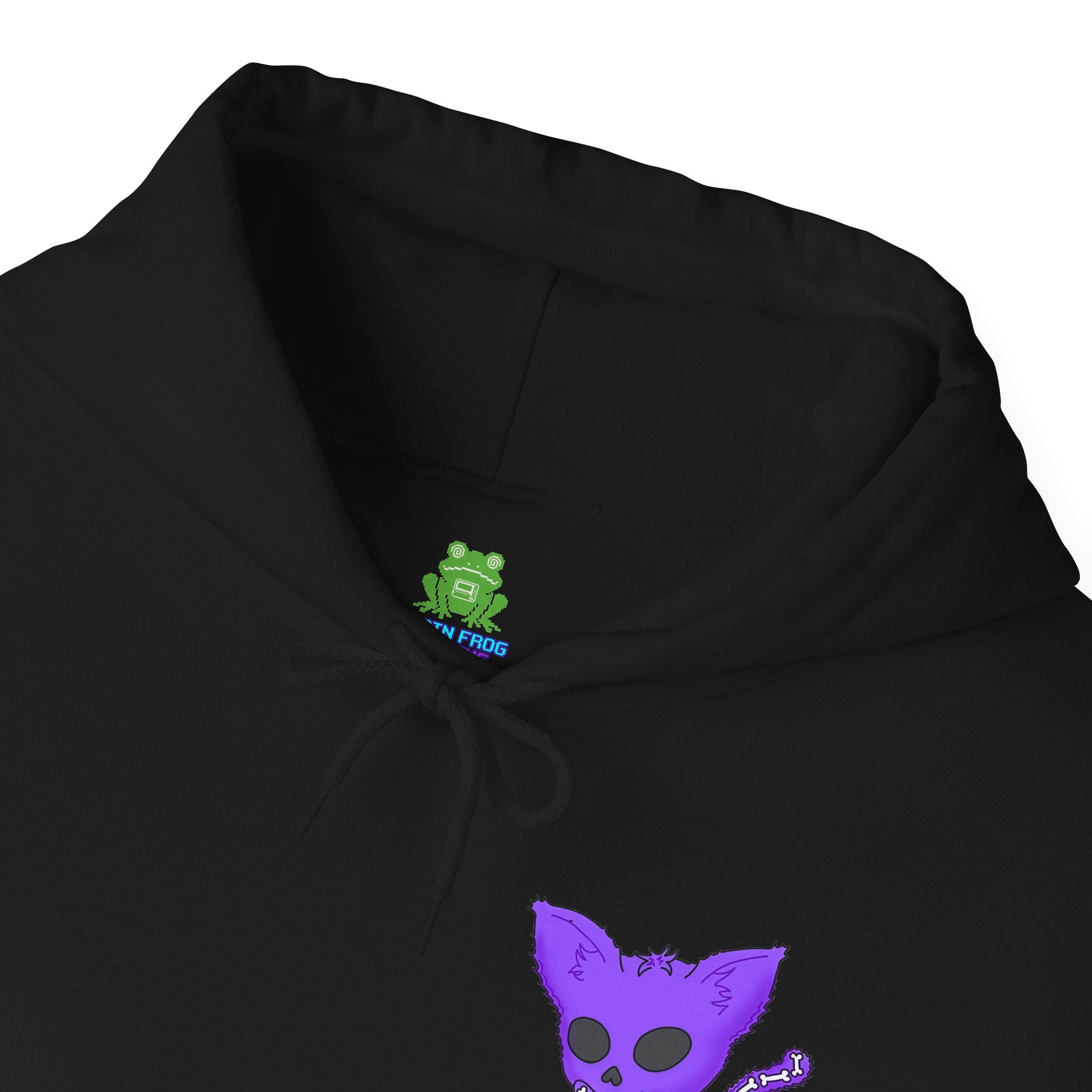 Purple Skeleton Cat Hoodie – Cute Spooky Graphic Sweatshirt - Unique Brand Design