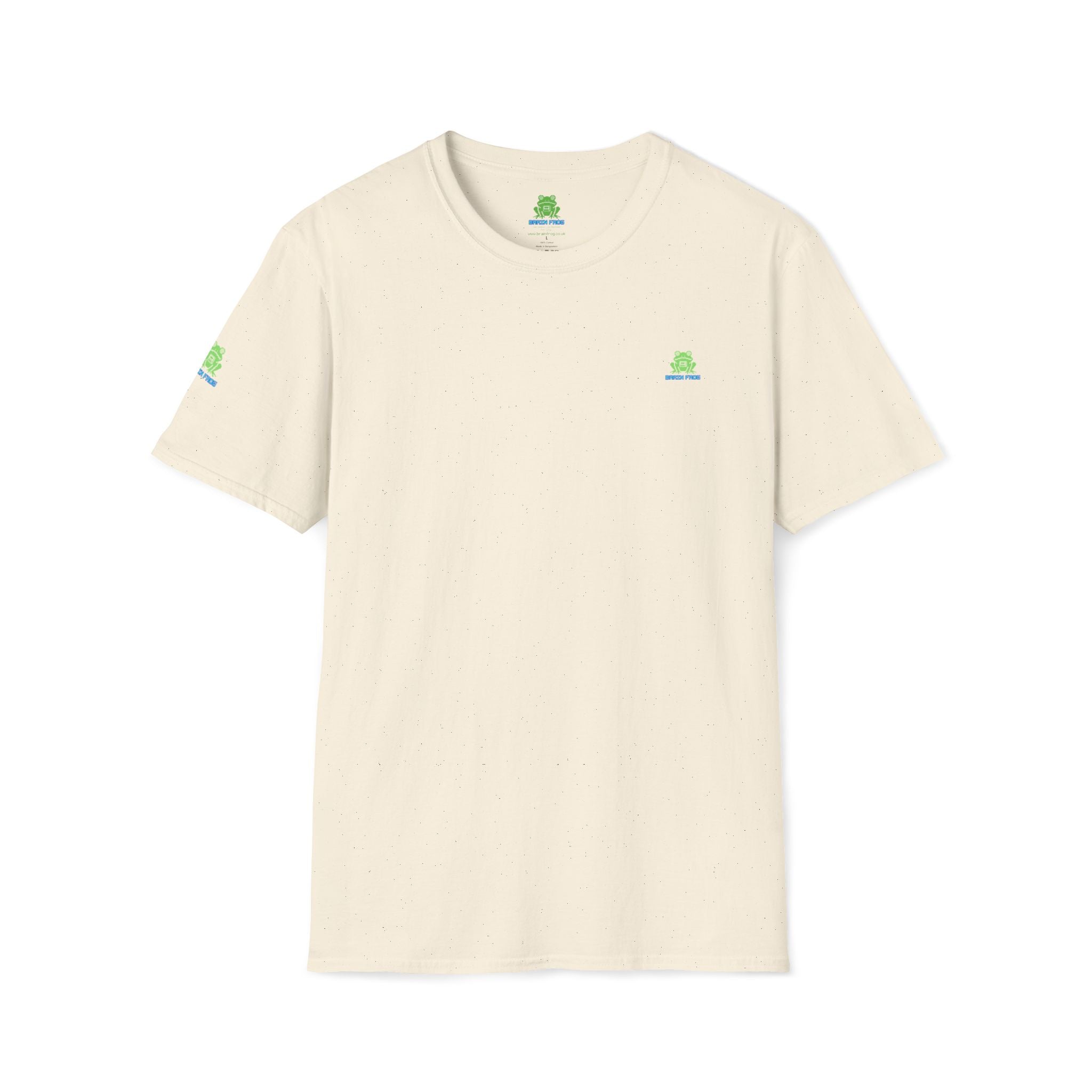 Brain Frog Design Signature T-Shirt - Small Green Brain Frog Logo Tee (Front Chest & Sleeve) - 100% Cotton