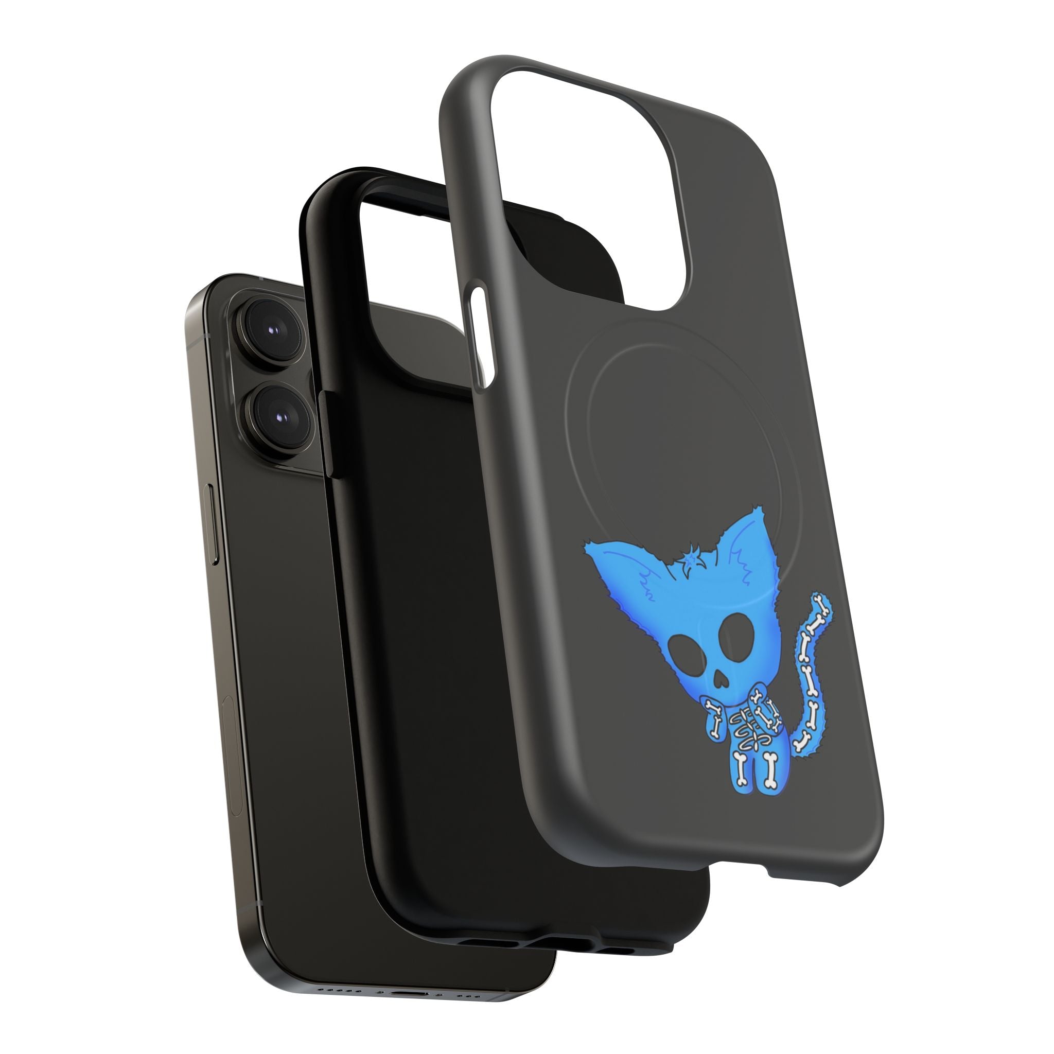 Blue Skeleton Cat Tough Magnetic Phone Case | Unique Design to Brain Frog