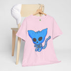 Blue Skeleton Cat Graphic Tee - Cute Creepy Kitty Shirt - 100% Cotton