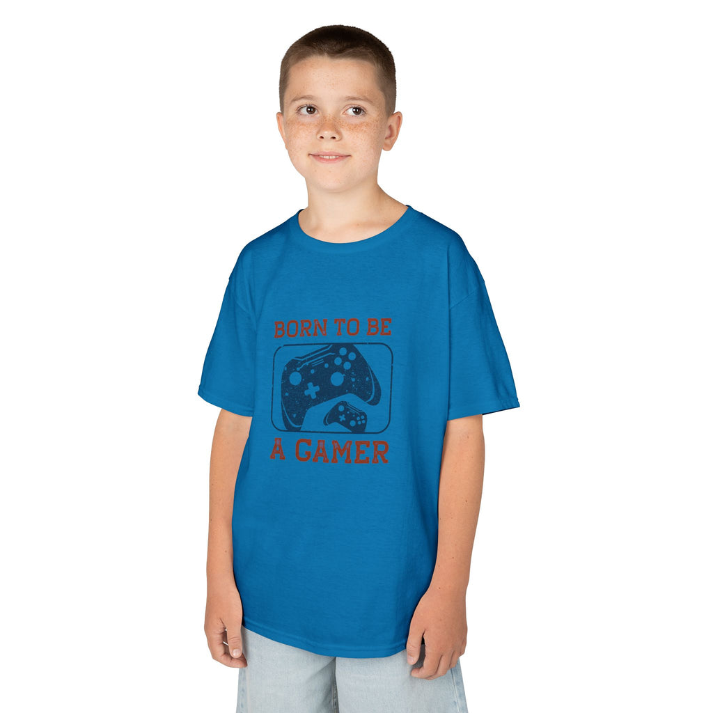 Kids Tee - "Born to Be a Gamer" Retro Game Controller Shirt - 100% Cotton / Cotton Blend