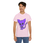Purple Skeleton Cat Graphic Tee - Cute Creepy Kitty Shirt - 100% Cotton