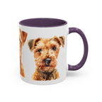 Irish Terrier Dog Portrait Accent Coffee Mug - Cute Terrier Face Ceramic Coffee Cup (11/15oz)