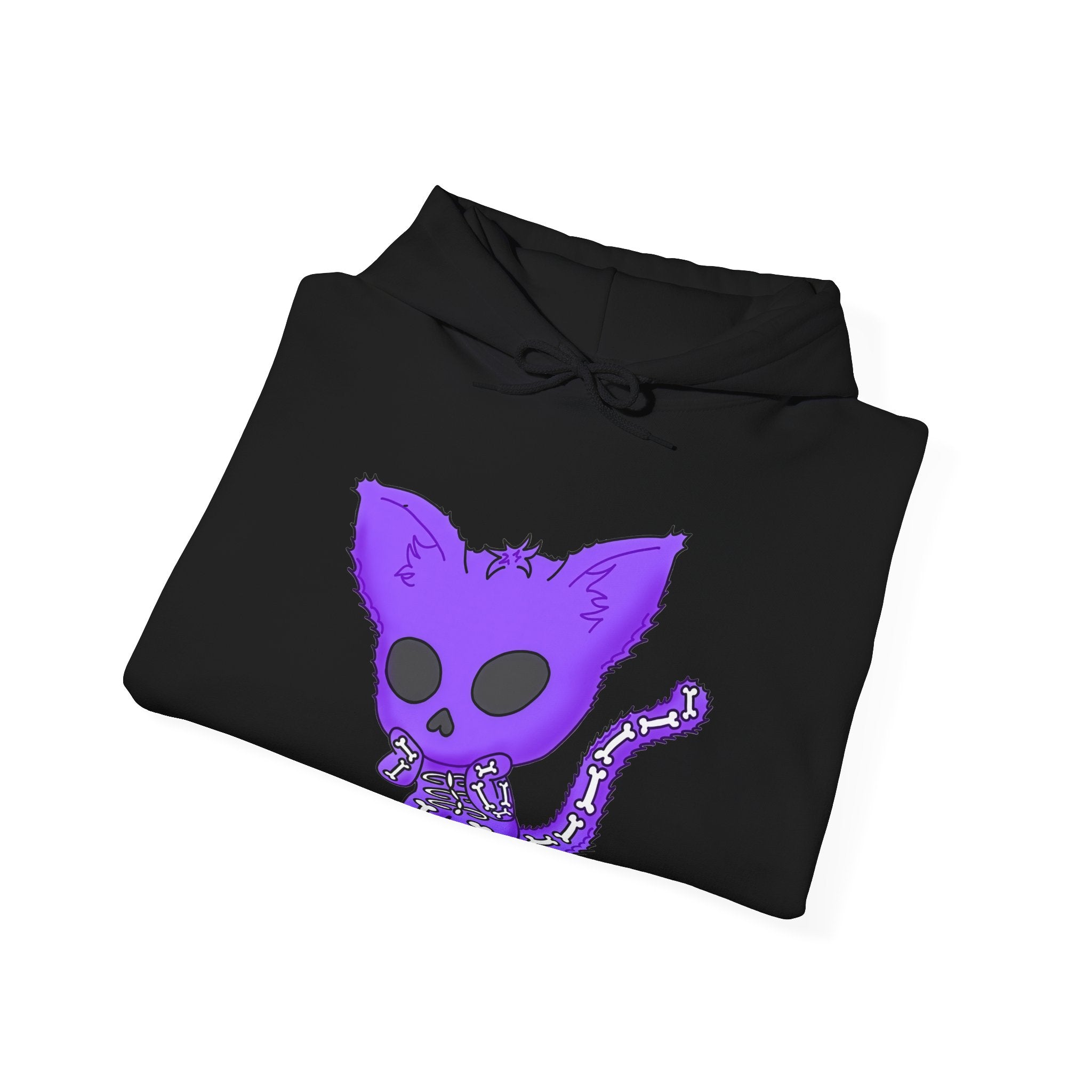 Purple Skeleton Cat Hoodie – Cute Spooky Graphic Sweatshirt