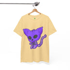 Purple Skeleton Cat Graphic Tee - Cute Creepy Kitty Shirt - 100% Cotton