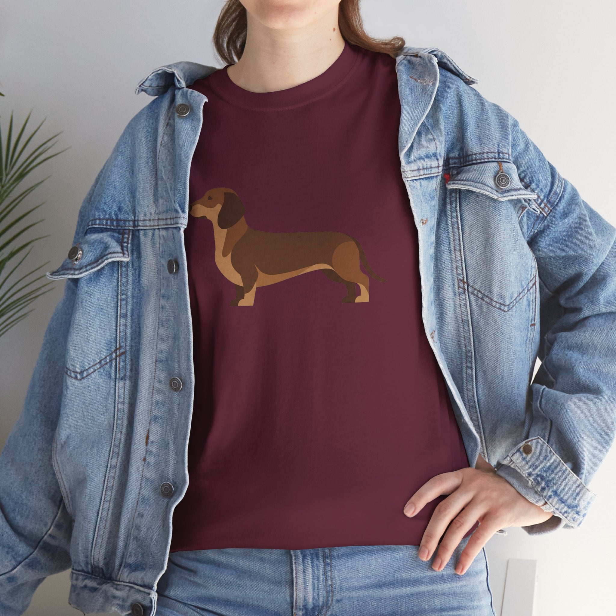 Dachshund Dog T‑Shirt — Cute Brown Sausage Dog Graphic Tee - 100% Cotton