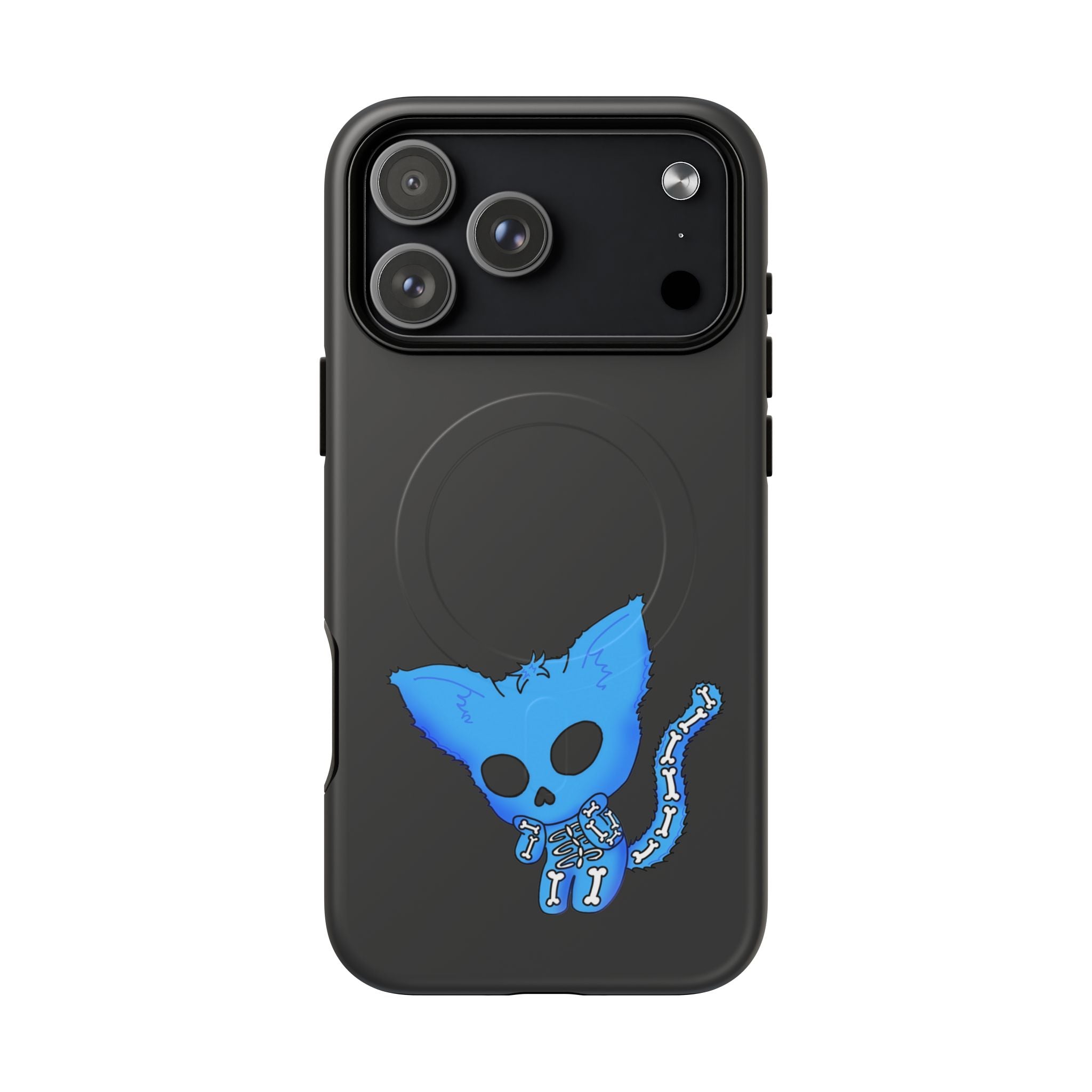 Blue Skeleton Cat Tough Magnetic Phone Case | Unique Design to Brain Frog