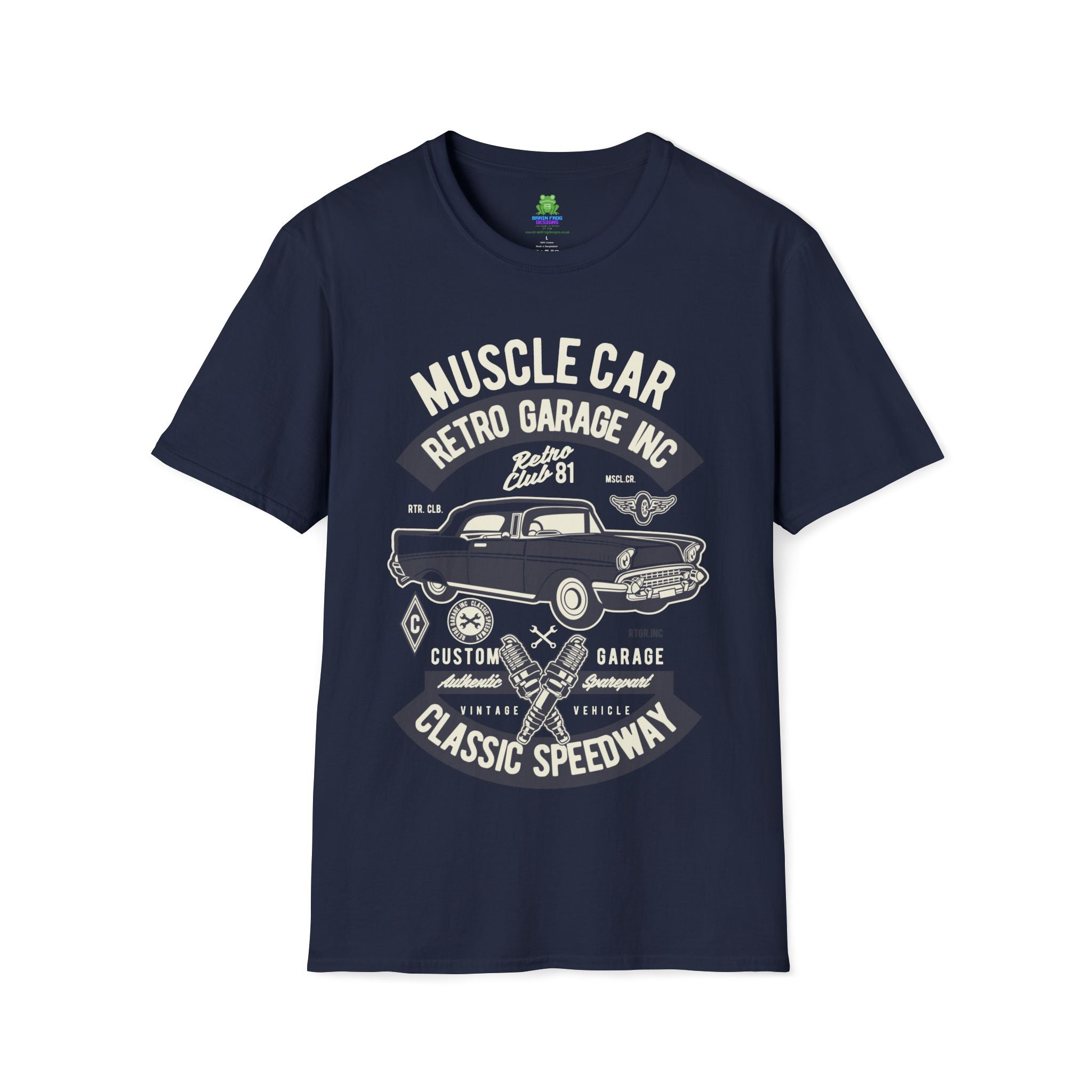 Retro Garage Muscle Car T-Shirt - Classic Speedway Vintage Auto Tee -100% Cotton