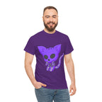 Purple Skeleton Cat Graphic Tee - Cute Creepy Kitty Shirt - 100% Cotton