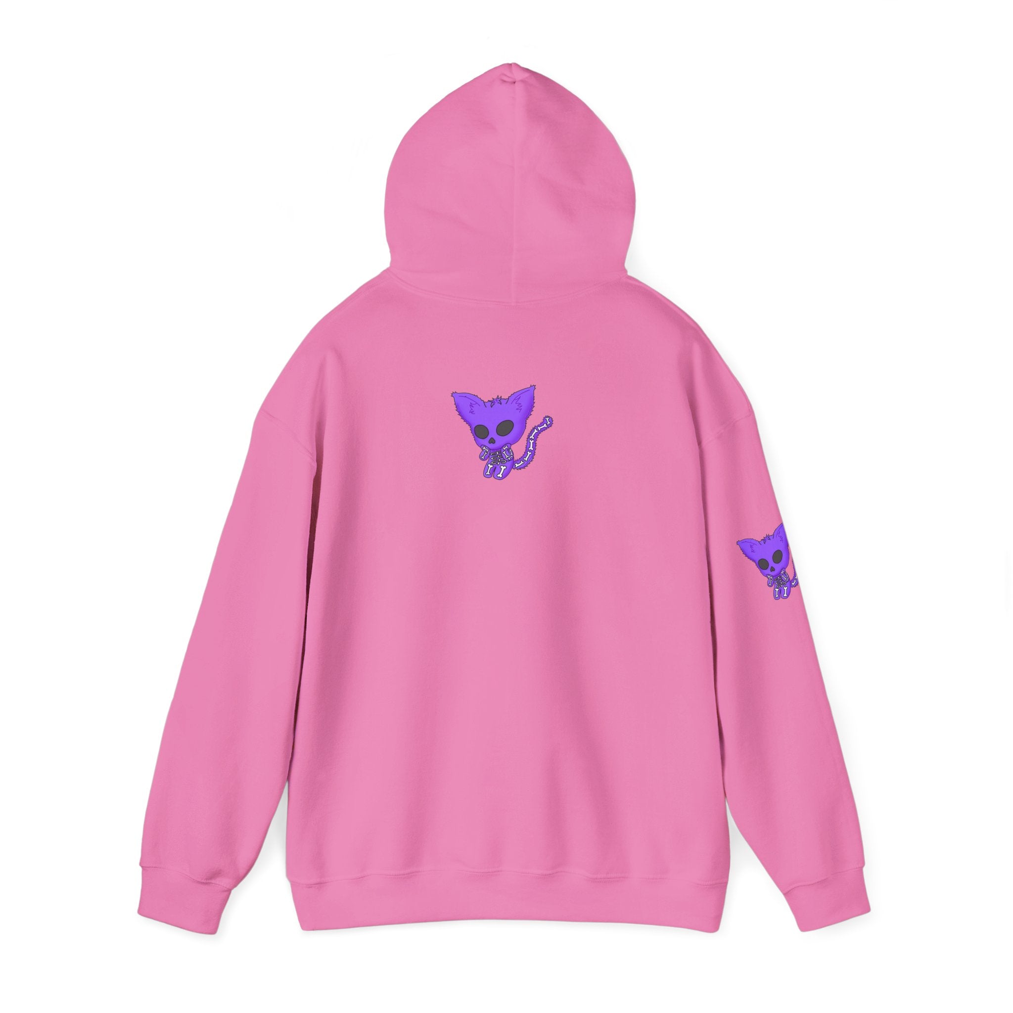 Purple Skeleton Cat Hoodie – Cute Spooky Graphic Sweatshirt