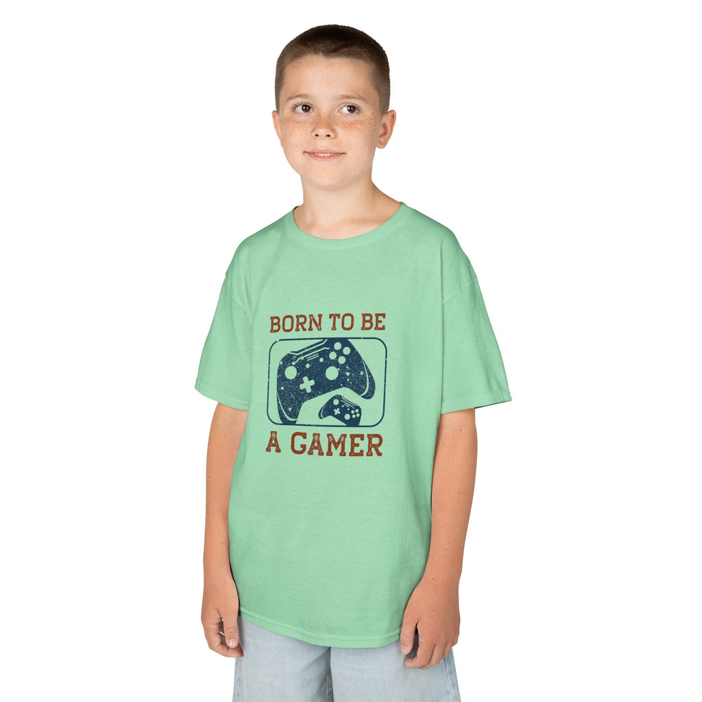 Kids Tee - "Born to Be a Gamer" Retro Game Controller Shirt - 100% Cotton / Cotton Blend