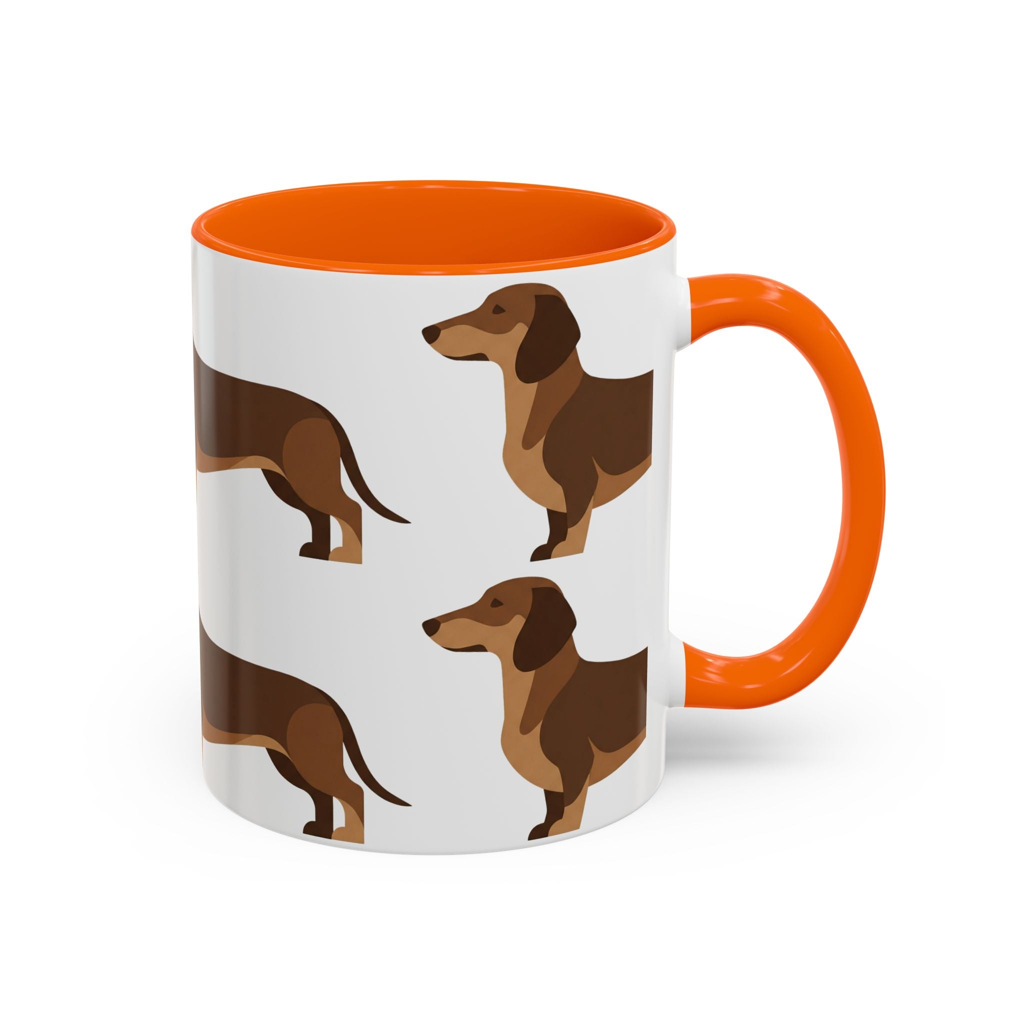 Dachshund Pattern Accent Coffee Mug — Cute Wiener Sausage Dog Ceramic Mug (11/15 oz)