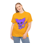 Purple Skeleton Cat Graphic Tee - Cute Creepy Kitty Shirt - 100% Cotton