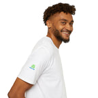 Brain Frog Design Signature T-Shirt - Small Green Brain Frog Logo Tee (Front Chest & Sleeve) - 100% Cotton / Cotton Blend