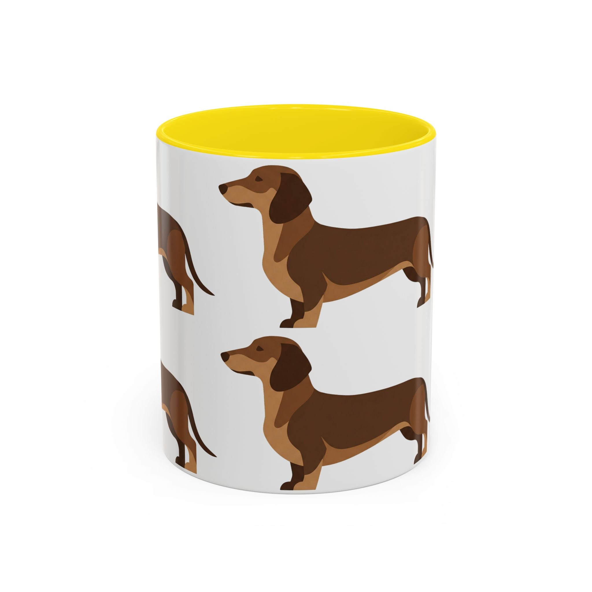 Dachshund Pattern Accent Coffee Mug — Cute Wiener Sausage Dog Ceramic Mug (11/15 oz)