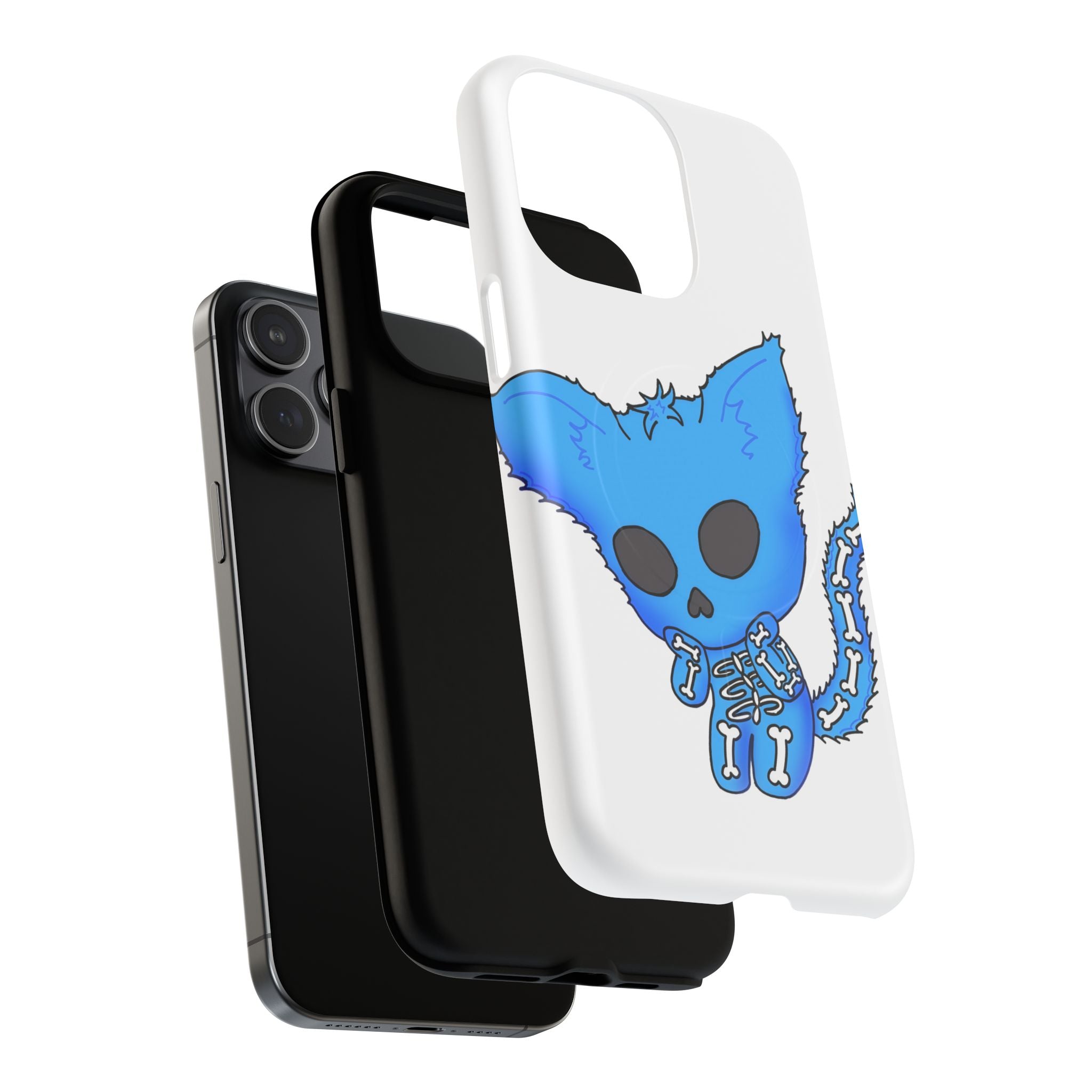 Blue Skeleton Cat Tough Magnetic Phone Case | Design by Jessica B