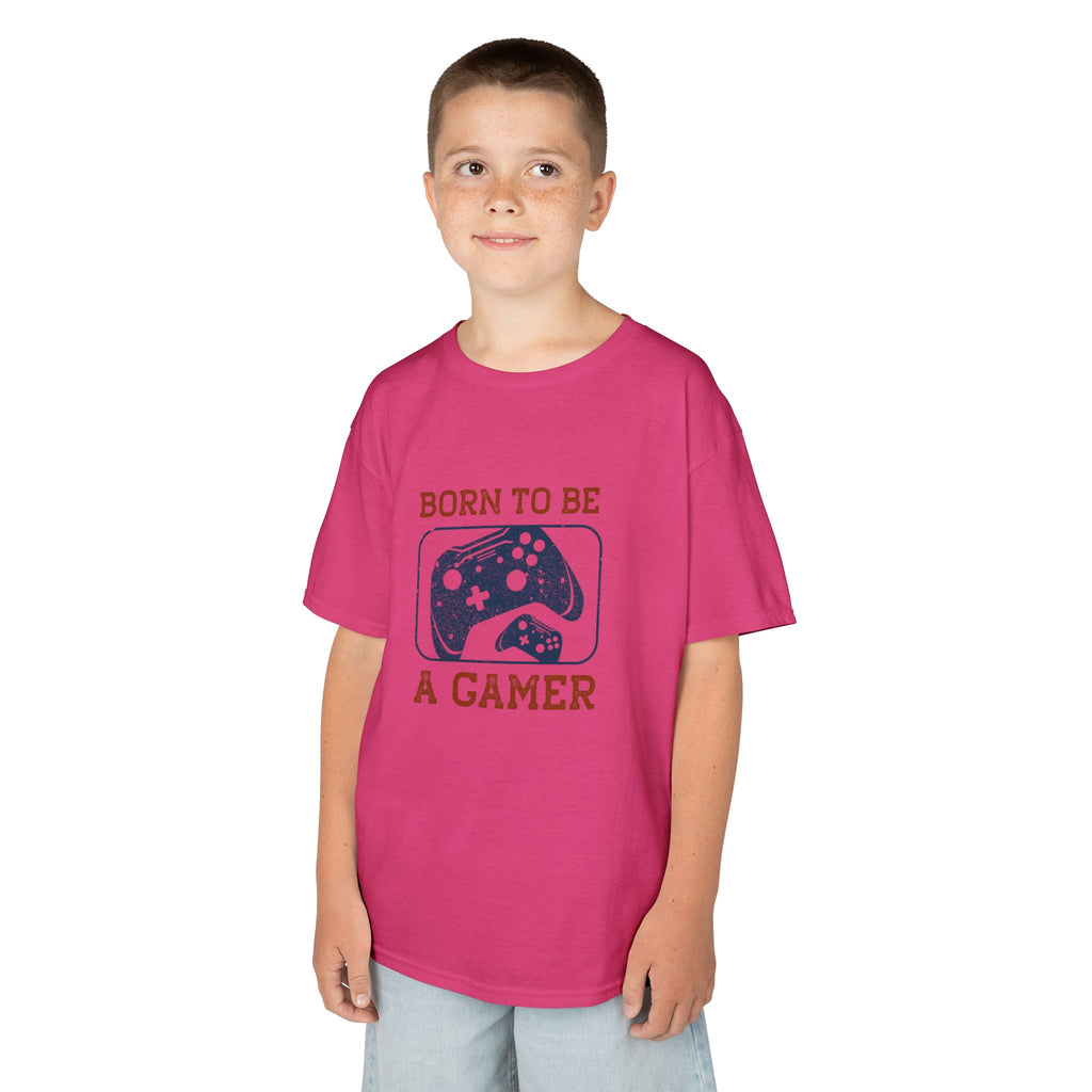 Kids Tee - "Born to Be a Gamer" Retro Game Controller Shirt - 100% Cotton / Cotton Blend